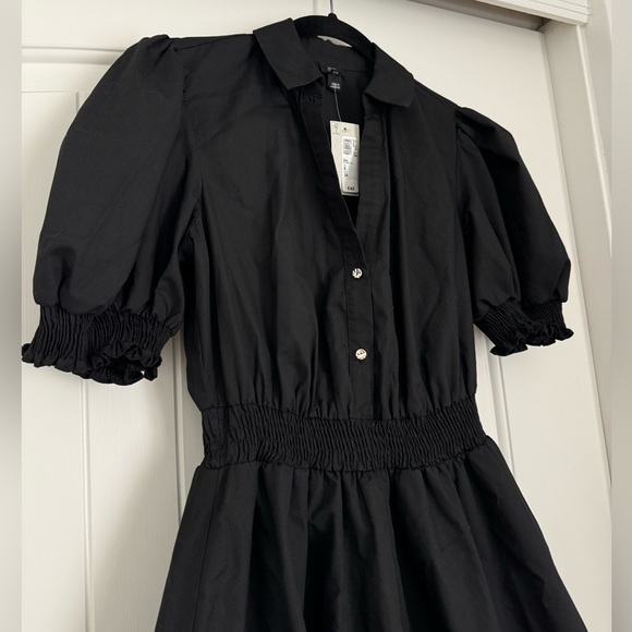 NWT River Island Black Puff Sleeve Mini Shirt Dress Size US 4 (UK 8) - Picture 8 of 10
